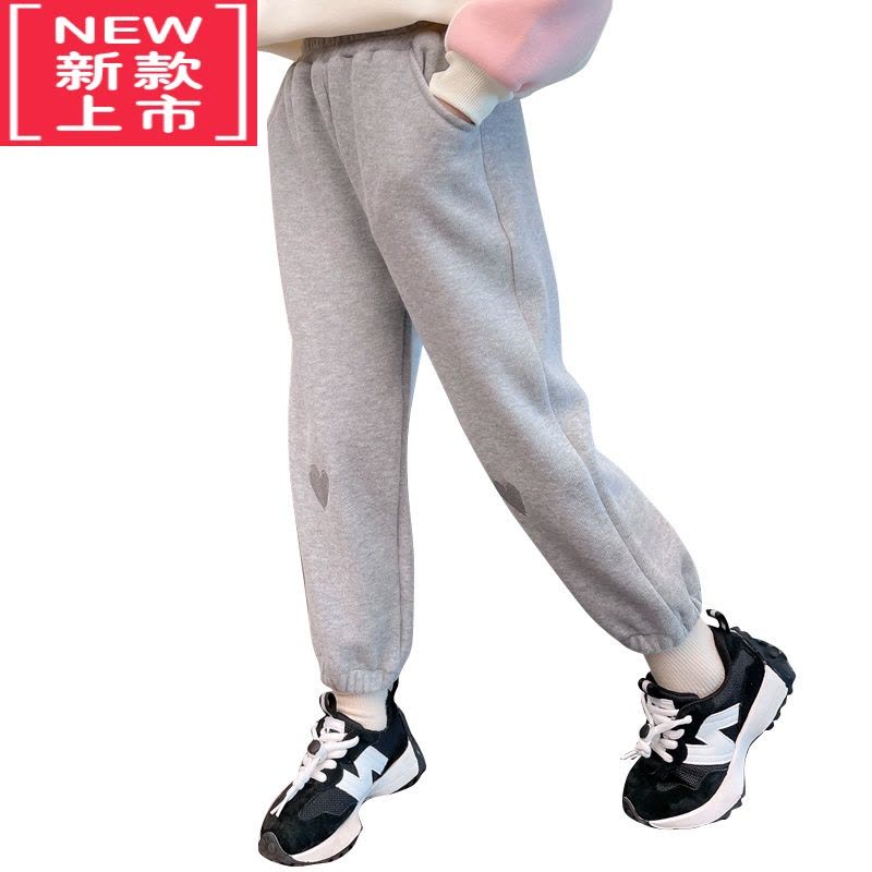 可莉允女童加绒运动裤冬季2022新款洋气爱心保暖卫裤休闲裤儿童加厚裤子保暖裤图片