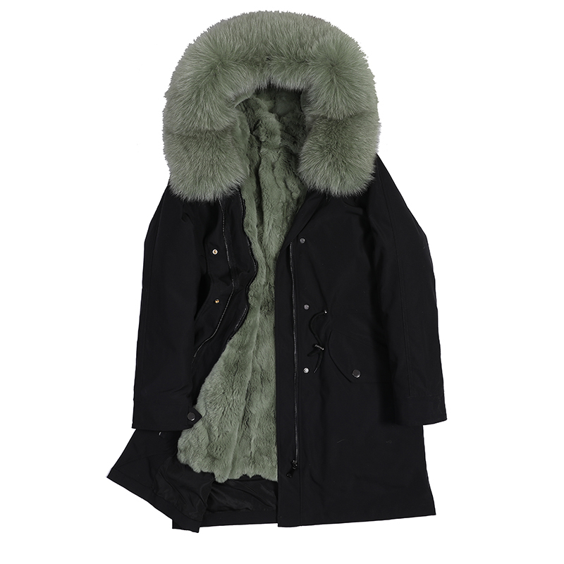 雪米贝奴 皮草派克服女冬款可拆卸狐狸毛领派克服大衣女獭兔毛内胆中长款外套