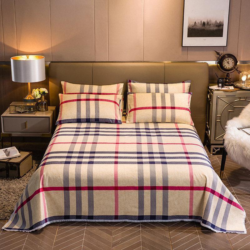 家柏饰(CORATED)全棉老粗布床单单件加厚老帆布棉麻单人床1.5米双人亚麻被单全棉 老粗布纯棉床单-现代主义 245*270cm