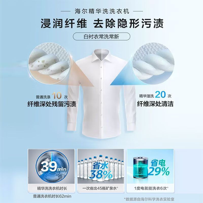 海尔(Haier)EG100HMATESL59S 10公斤大容量滚筒洗衣机全自动 洗烘一体机精华洗超薄家用