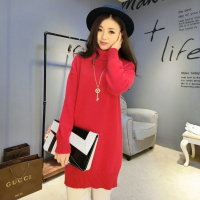 秋冬女式山羊绒衫纯色高领中长款宽松羊绒衫加厚针织毛衣百搭
