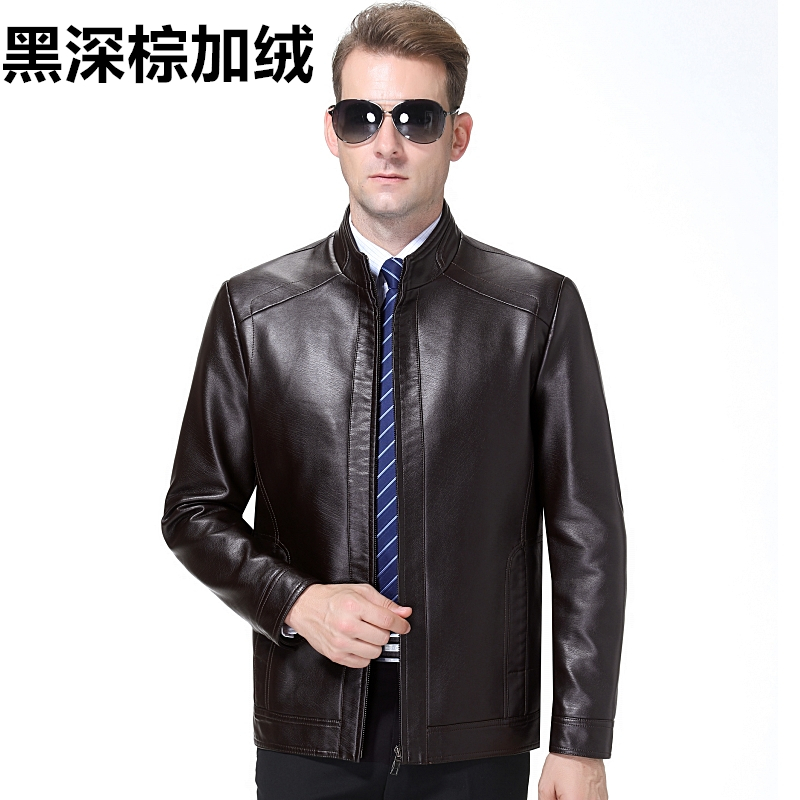 2022春季外套男士真皮皮衣男羊皮夹克外套新品春秋装商务休闲工装中青年山羊皮男士中老年爸爸装棒球领防水免洗春装外套防寒服