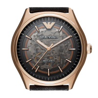 阿玛尼(EMPORIO ARMANI)男士腕表时尚镂空机械表皮带 经典休闲时尚腕表 全自动机械表 男款AR60004