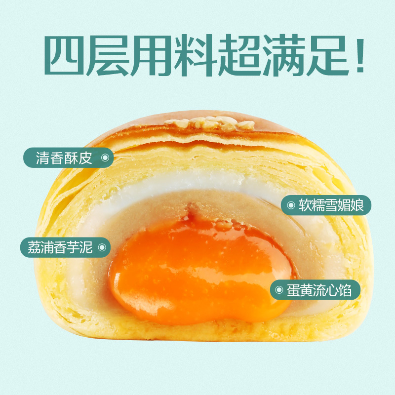 [良品铺子-蛋黄酥320gx2盒]雪媚娘麻薯网红零食小吃休闲食品