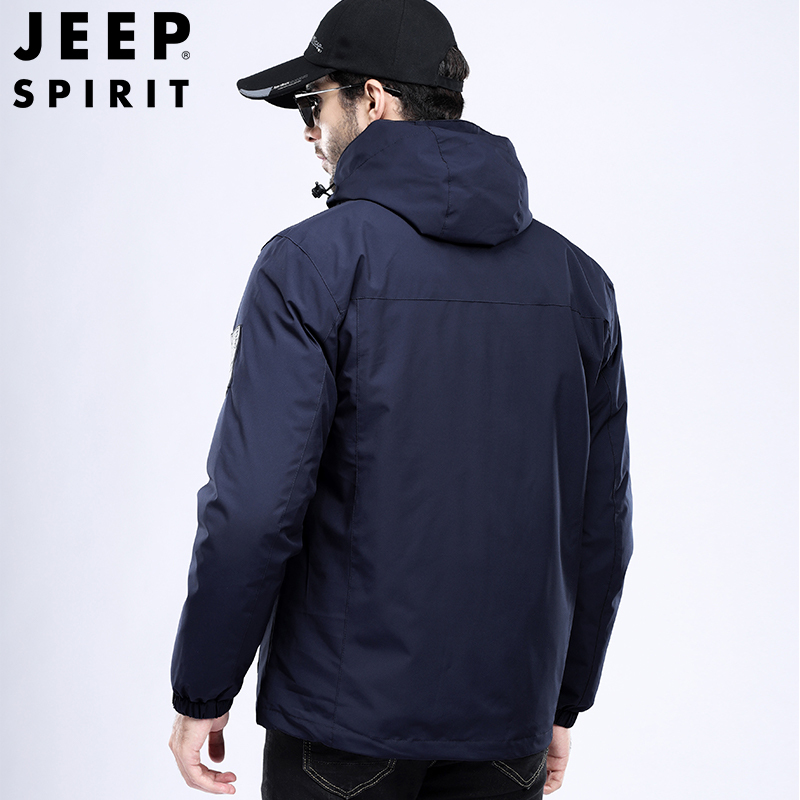 JEEP SPIRIT吉普男士夹克冲锋外套男女情侣款户外防寒服装加厚防风冬装衣服