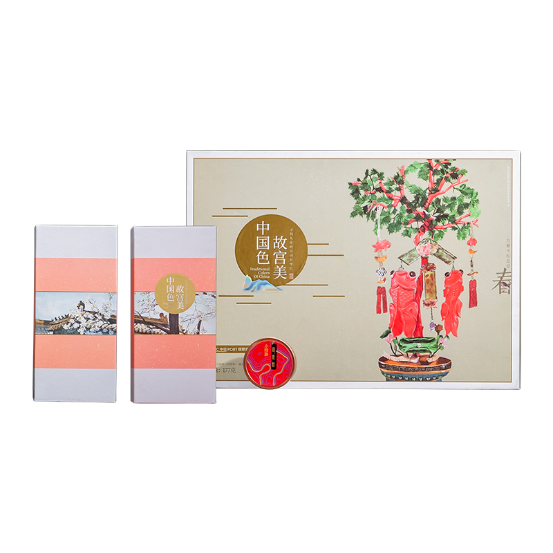 雍双堂中国色故宫美文创盒 新会陈皮+小青柑普洱茶+柑胎广东特产 177克 春组合盒