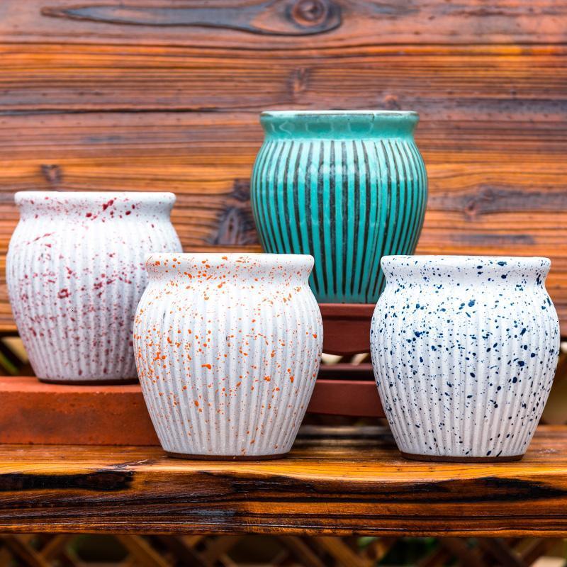 多肉植物花盆多肉花盆粗陶绿植大中号老桩高花盆陶瓷复古个性微瑕日用