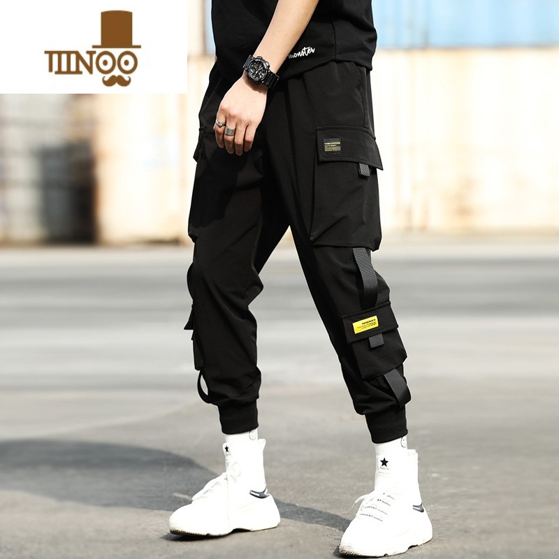 YANXU夏季工装裤男ins潮牌束脚韩版潮流宽松高街美式机能男士休闲裤子高清大图