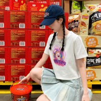 唐狮2023新款设计感白色短款小衫时髦短袖T恤女夏季辣妹紧身体恤x_052577 M B款/本白