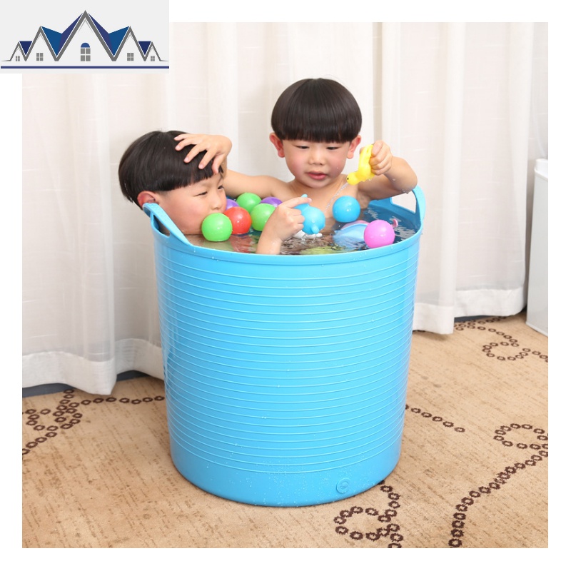 儿童婴儿洗澡桶宝宝沐浴桶浴盆玩具收纳桶脏衣服收纳篮脏衣篮 三维工匠 大号紫色洗澡桶