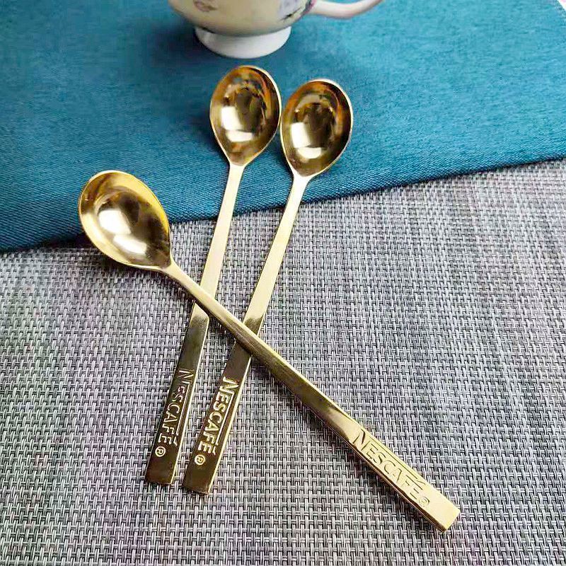 短柄圆头搅拌棒2支装 雀巢Nespresso咖啡勺不锈钢长柄镀金家用搅拌勺2克标准装勺