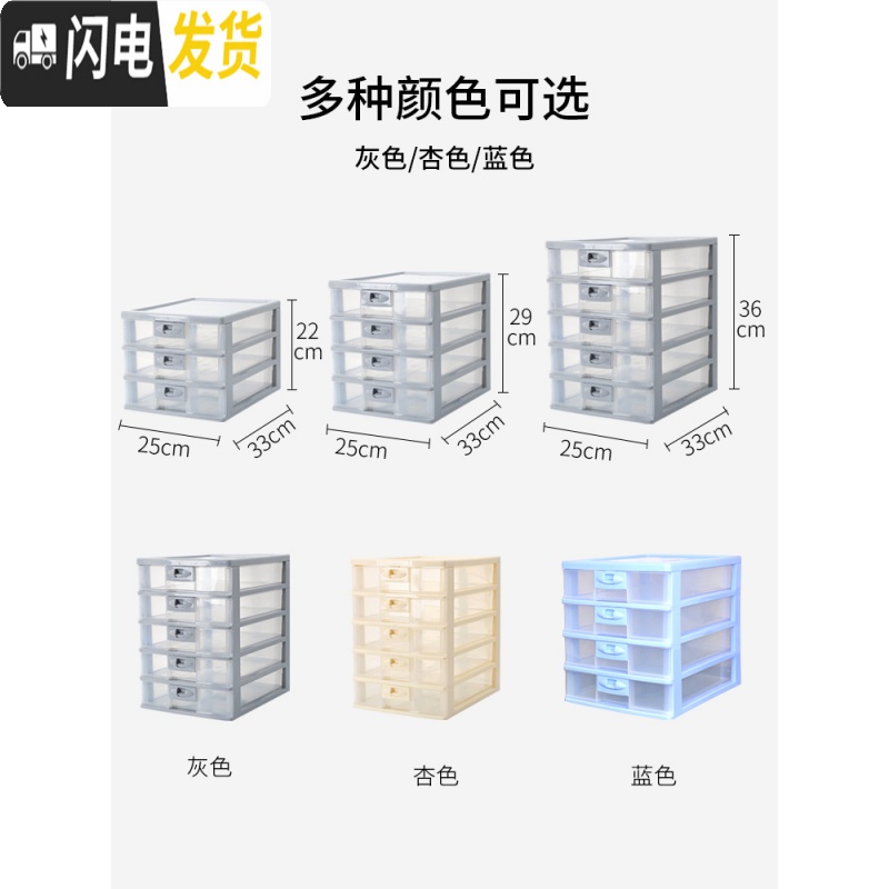 三维工匠抽屉式收纳盒子储物盒桌面收纳柜办公室文件夹a4纸透明塑料置物盒高清大图