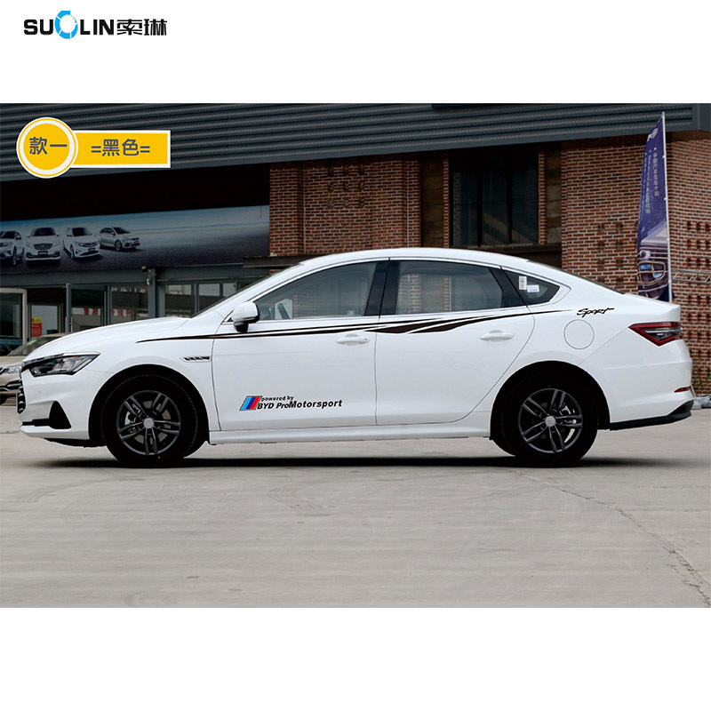 秦pro改装专用车身车贴腰线车贴纸拉花秦pro车身划痕贴画款二白色