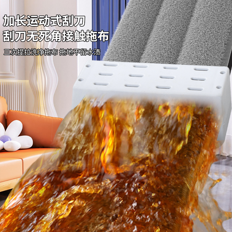 免手洗平板拖把家用大号45cm超厚墩布一拖净懒人地拖布拖地神布高清大图