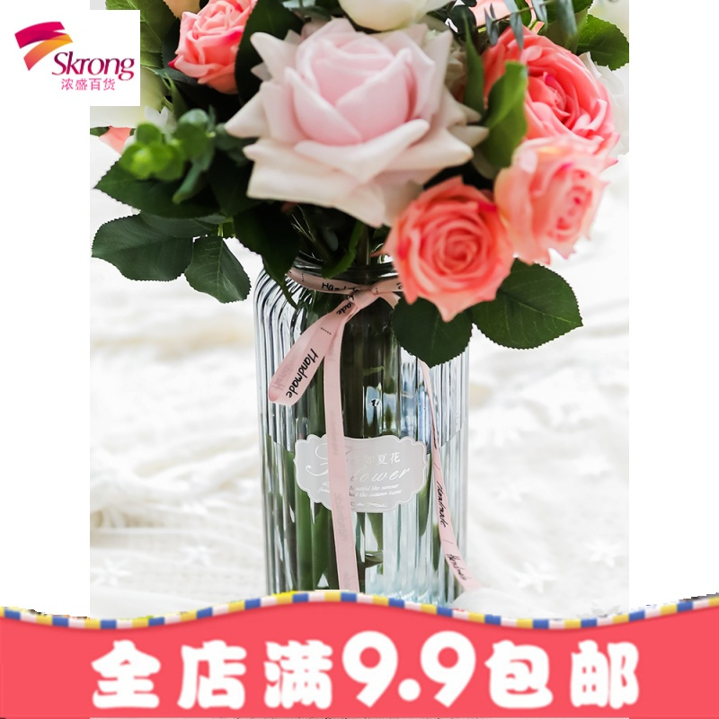 北欧插花富贵竹花瓶透明水培玻璃瓶家居客厅桌面装饰现代简约摆件