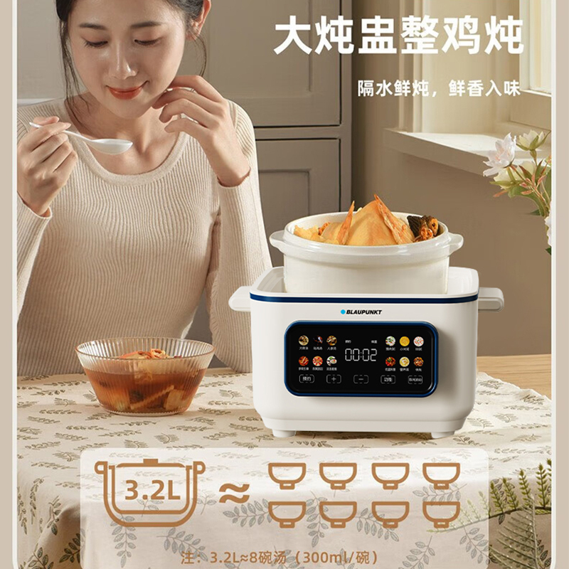 蓝宝(BLAUPUNKT)电蒸锅电炖锅 多功能锅家用电锅蒸包子锅燕窝炖盅 BP-ZDG15A高清大图