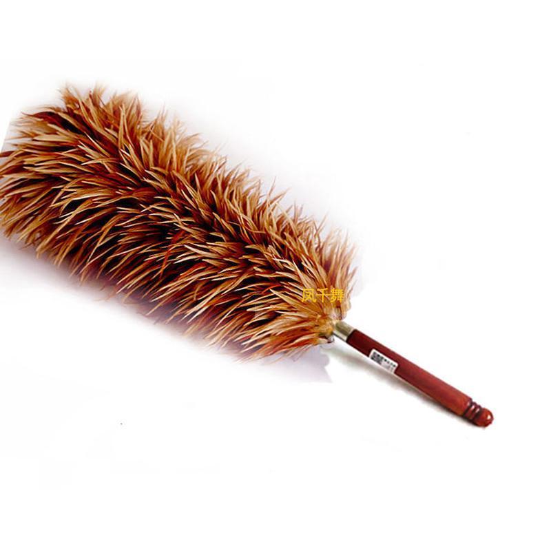 静电真鸡毛掸子除尘家用扫灰不掉毛车用清洁擦灰神器鸡毛扫帚擦车60