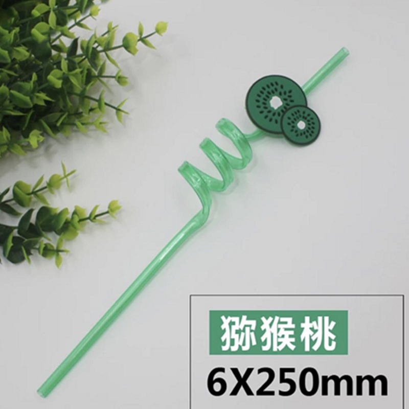 卡通水果植物搅拌棍吸管PETG材质/5个装(样式随机 可备注样式)