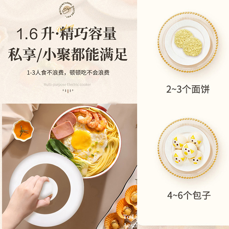 荣事达电煮锅学生宿舍锅多功能一体不粘锅家用电炒菜炒锅电热火锅DZG20A18(T)高清大图