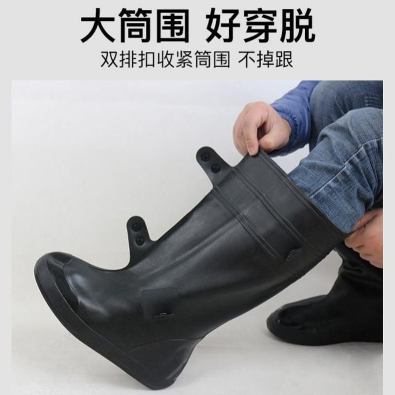 雨鞋套男女防雨鞋套高筒鞋套防滑加厚耐磨防水鞋套夏季户外成人 黑色 L【38-39码】