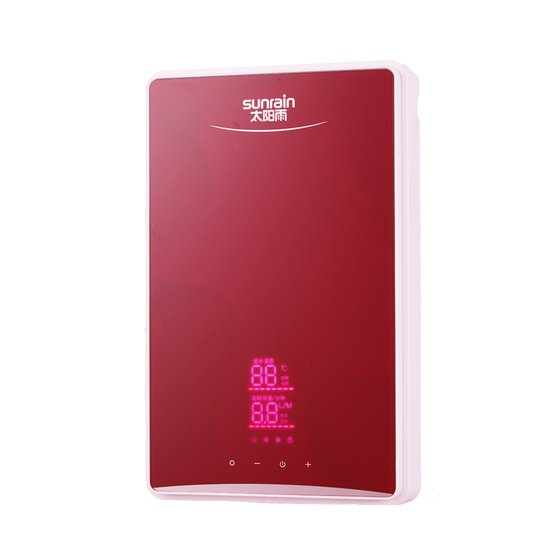 太阳雨快热式电热水器 T-K701 免储水式即开即用全身防水智能恒温家用小型热水器 红色