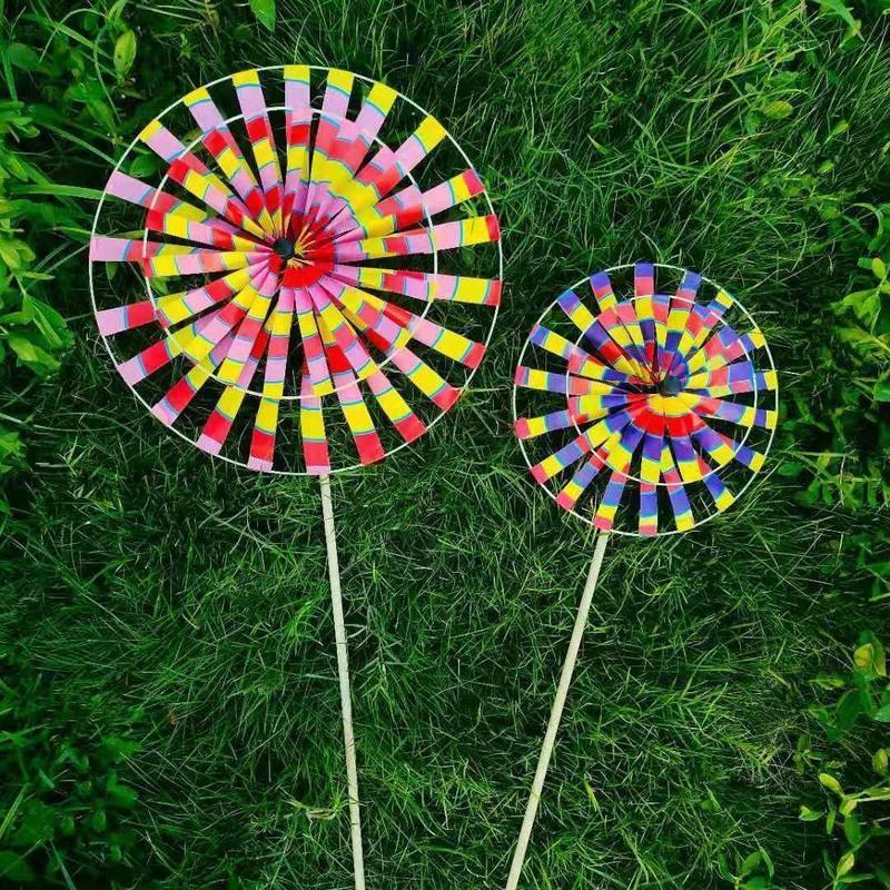 传统老北京风车热卖炫彩复古亮色儿童手拿玩具风车户外公园装饰小号