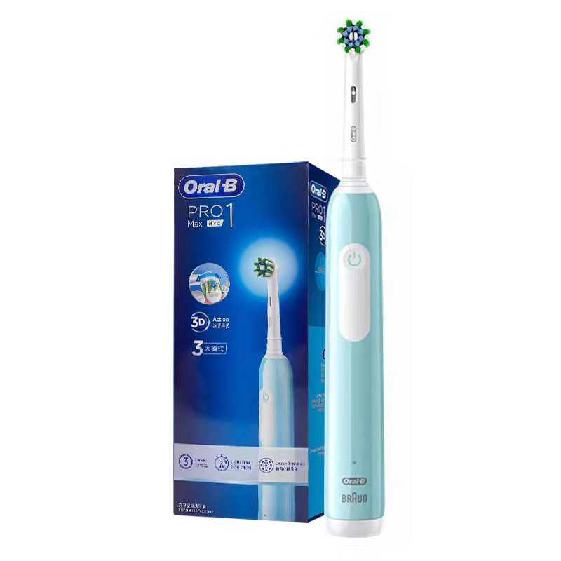 欧乐-B(Oral-B)电动牙刷 Pro1Max 成人3D清洁美白刷 Pro系列小圆头 蓝色