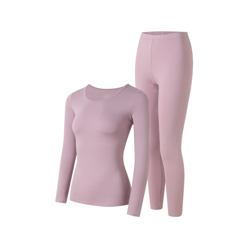 女士圆领弹力精梳棉秋衣秋裤套装初秋轻暖内衣套装视频