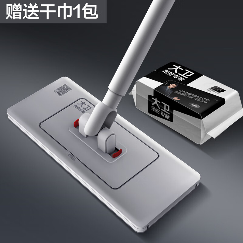 大卫 平板拖把懒人夹布阔面板拖把家用干湿两用洗脸巾拖布 阔面板平板拖配(干巾1包装)Z15