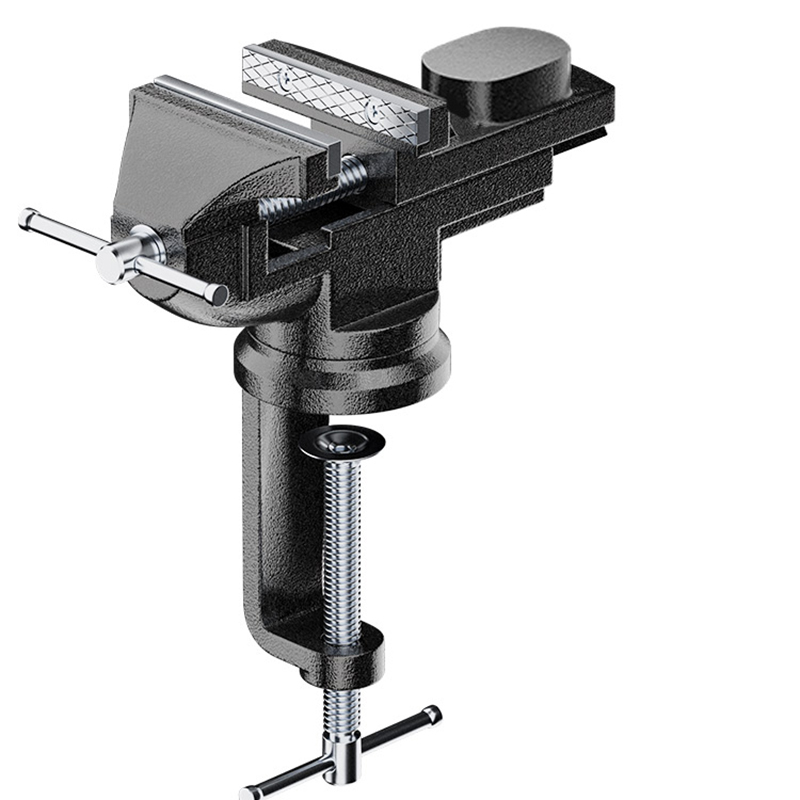 德力西小台钳多功能家用万向工作平口台虎钳80型台钳高清大图