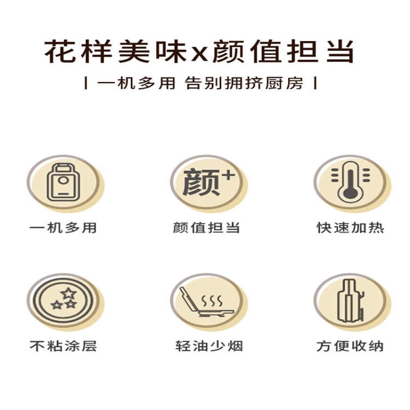 利仁三明治华夫饼早餐机小型多功能轻食机懒人家用三文治热压器 ZCJ-SM132黄色高清大图