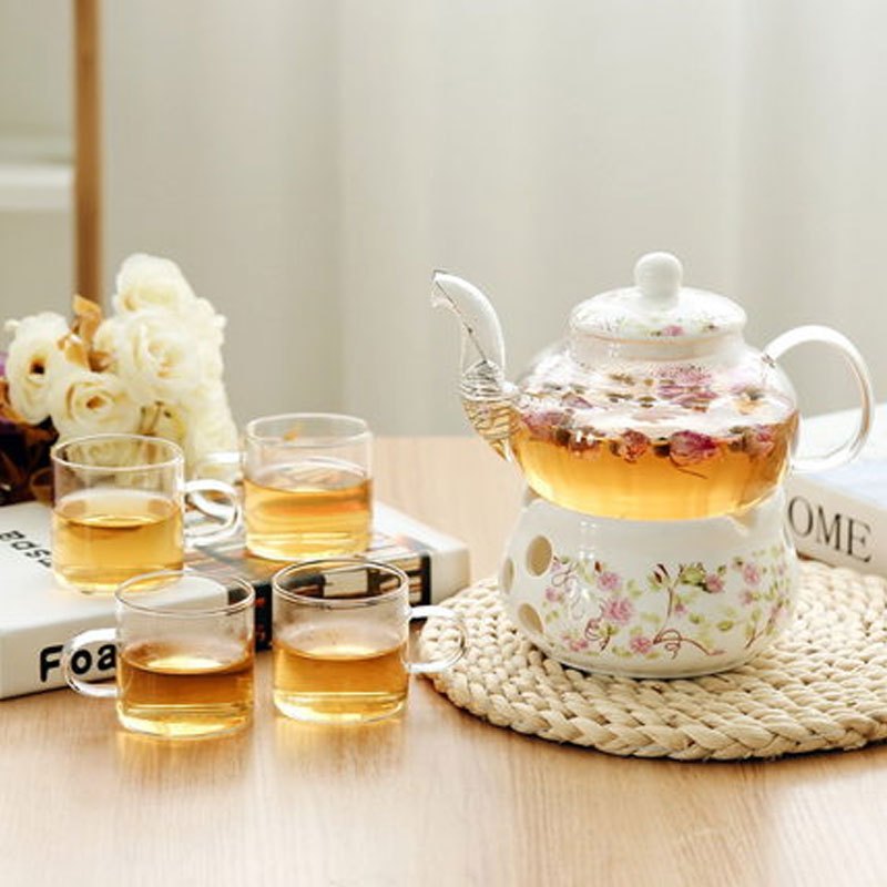 陶瓷花茶壶 花茶具花茶杯玻璃花水果花果茶壶耐热蜡烛加热套装多款多色生活日用家庭清洁生活日用家居器皿水具/水杯