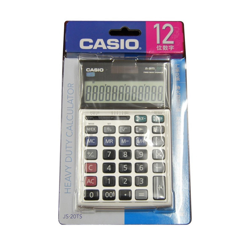 卡西欧(CASIO)JS-20TS太阳能计算器12位数财务会计用大屏计算机 大字大屏