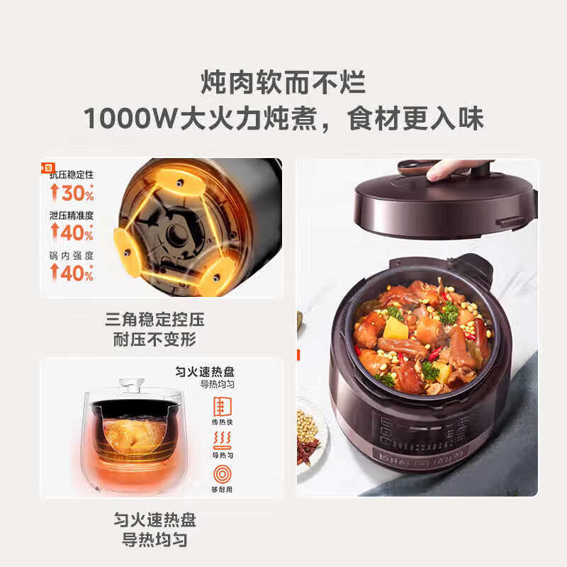 美的(Midea) MY-YL50Easy203 电压力锅 高压锅家用4-6人双胆电饭煲 全自动智能预约70kPa高清大图