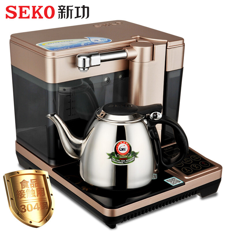 新功SEKO储水箱电磁茶炉自动上水 茶具套装电磁炉茶具电水壶不锈钢自动断电烧水壶