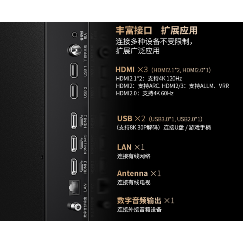 SHARP夏普电视100GN7000 100英寸224分区、1000nit峰值、杜比全景声、4+128G、288Hz高刷
