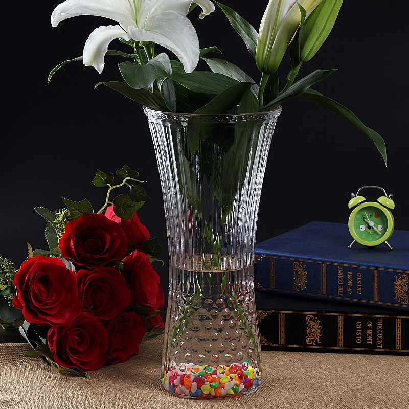 简约现代插花玻璃花瓶水培富贵竹玫瑰百合大号透明花器家居日用家居