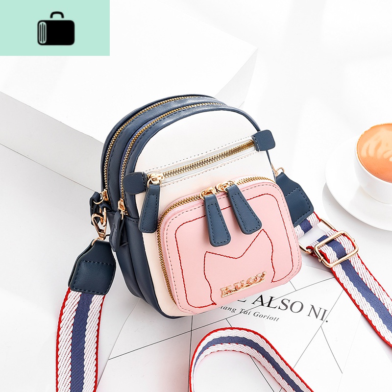 夏天小包包潮ins2020新款时尚百搭手机包女包可爱零钱单肩斜挎包NEW LAKE女士钱包/卡包 蓝色