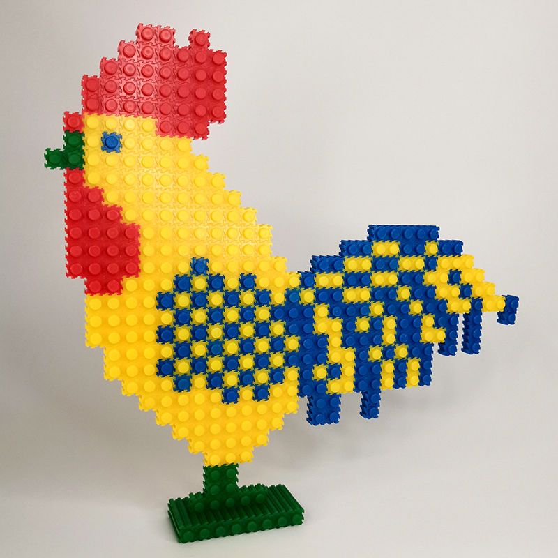 热卖diy微小颗粒儿童男孩78岁积木拼装益智女孩拼装玩具大公鸡全积木
