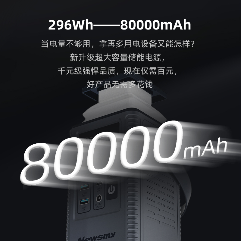 纽曼(Newsmy) 户外储能电源 P8大容量208W快充80000mAh 小巧便携应急照明车载自驾露营手机笔记本无人机