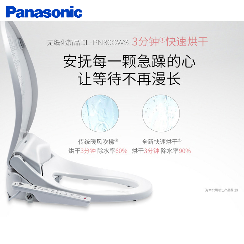 松下(panasonic) 智能马桶盖无纸化快速烘干自动除臭即热式坐便盖板DL-PN30CWS