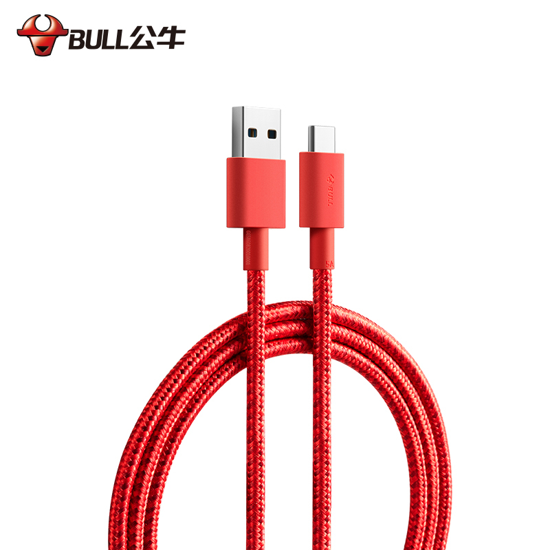 公牛(BULL)GNV-J6F10BS红色1米Type-C尼龙编织5A快充安卓数据线适用华为小米SWITCH任天堂等