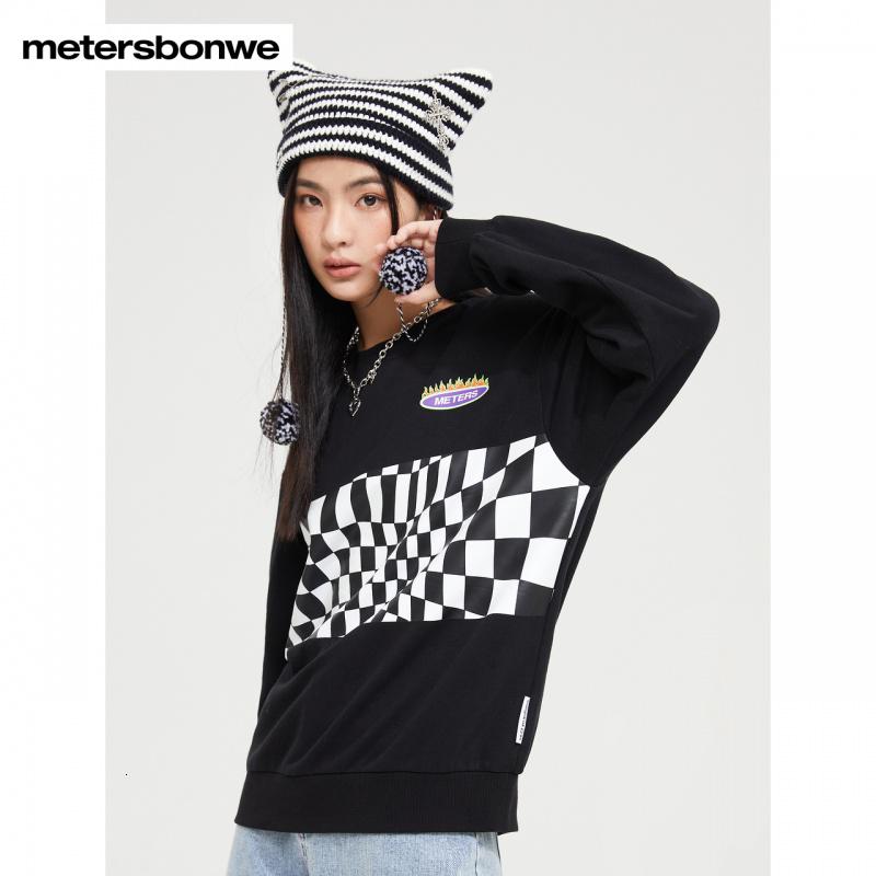 卫女士卫衣2022秋冬新款印花潮流长袖针织套头衫格子宽松休闲上衣_717高清大图