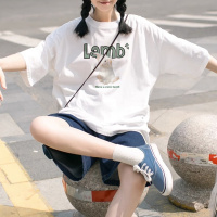 唐狮 短袖T恤女夏季新款正肩上衣圆领俏皮可爱清新小衫ins