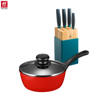德国双立人(ZWILLING)Now蓝莓色刀具6件套中片刀多用刀菜刀全套刀具套装20cm红色辅食锅 厨房家用