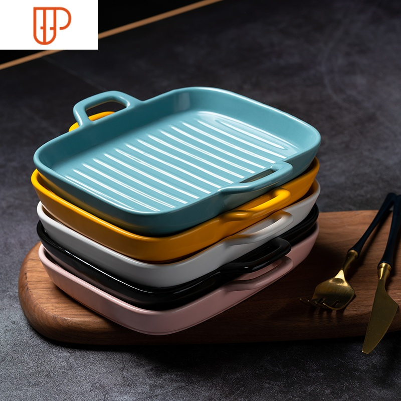 陶瓷烤盘烘焙芝士焗饭盘微波炉烤箱专用餐具创意烤碗家用盘子菜盘