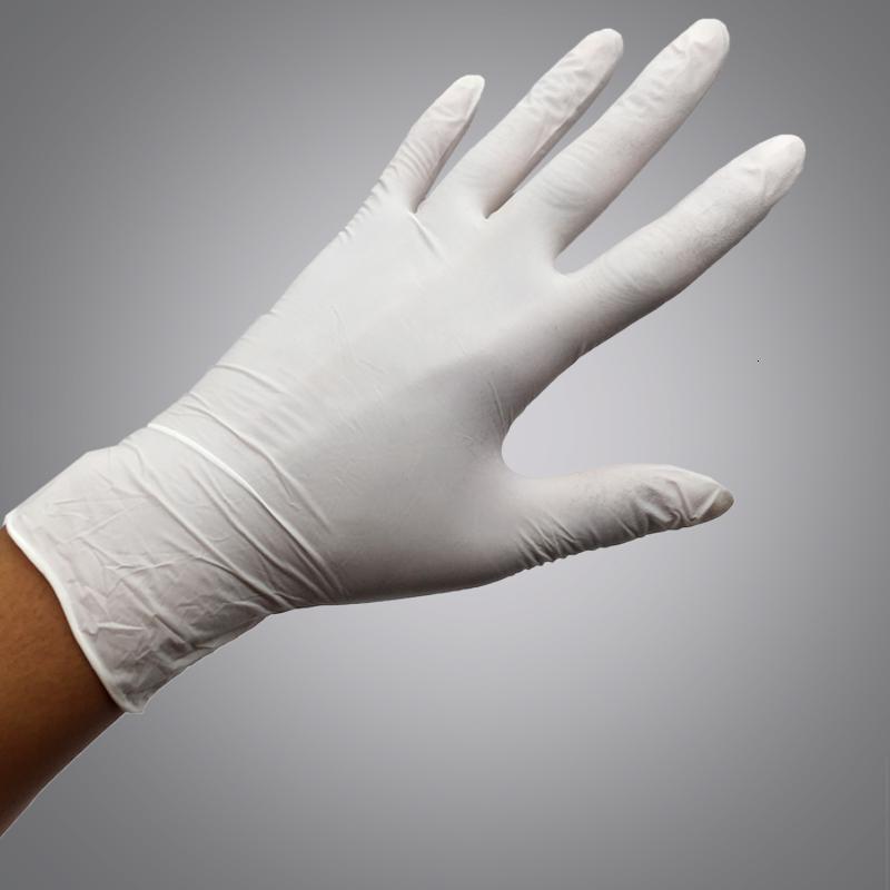 一次性乳胶丁腈橡胶手套pvc防油工业耐酸碱劳保加厚手套 丁晴白色m