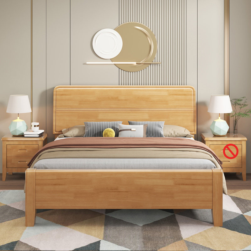 臻远ZY4022912实木床简1.8米床含一个床头柜 榉木色高清大图