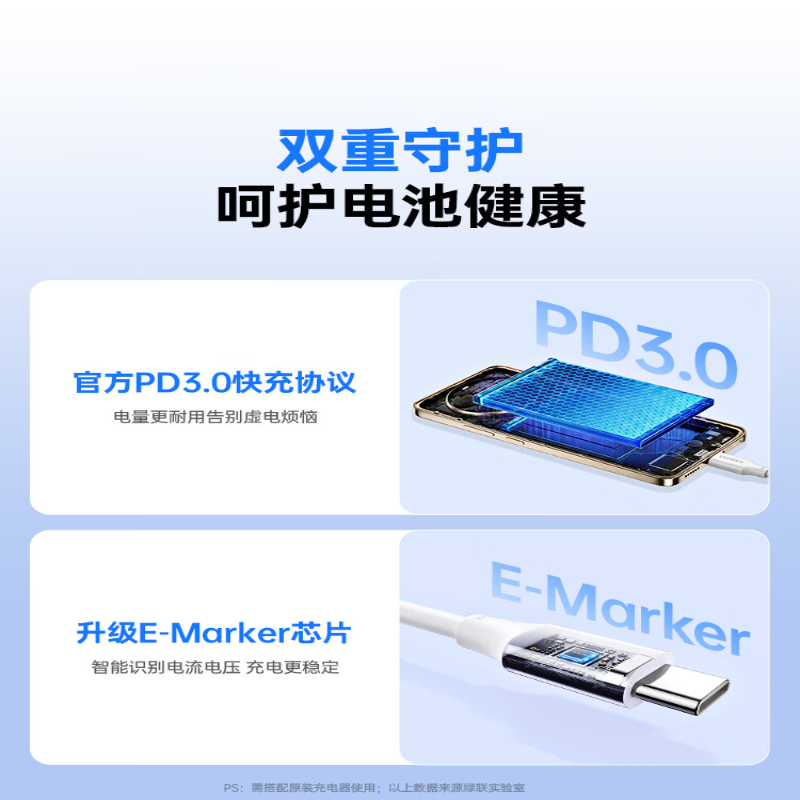 绿联 US562 Type-C to Type-C 快充数据线 白 (1m)高清大图