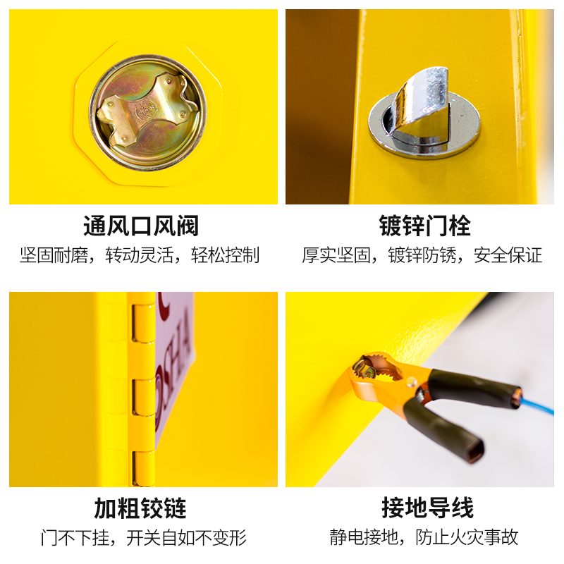 易企采 30加仑黄色防爆柜工业防火柜防爆箱化学品实验柜危险品储存柜高清大图